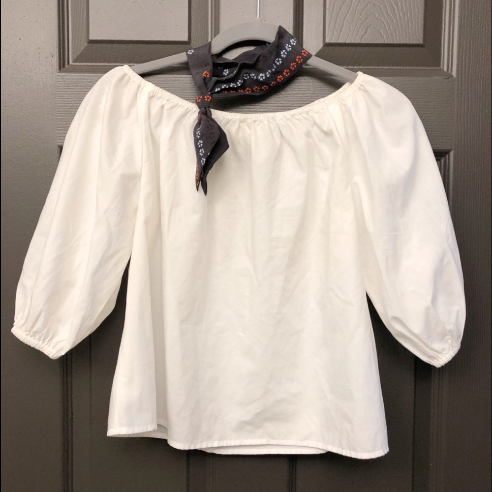 Anthropologie Clara off-the-shoulder white blouse